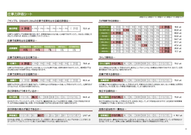 仕事力評価シートのサンプル